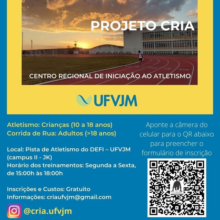Cartaz de divulgação do projeto Centro Regional de Iniciação ao Atletismo (Cria)