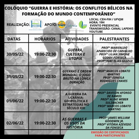 No dia 30/05/22, das 19h às 22h30, o tema será 