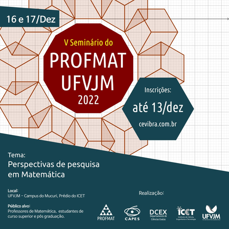 Peça gráfica do 5º Seminário do Profmat UFVJM 2022
