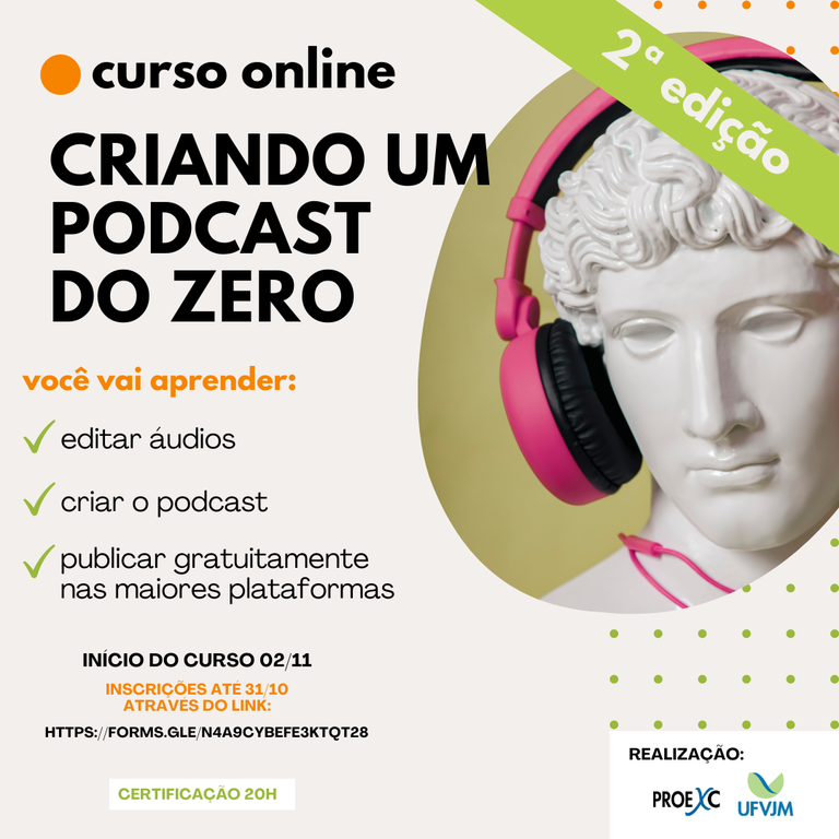 Peça gráfica do Curso on-line Criando um Podcast do Zero