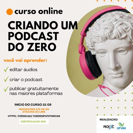 Peça gráfica do curso online Criando um Podcast do Zero