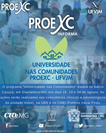 Programa Universidade nas Comunidades chega ao Bairro Cazuza, em Diamantina