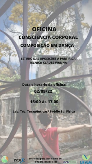 Vem aí mais uma oficina de consciência corporal do projeto de extensão Há Braços Poéticos