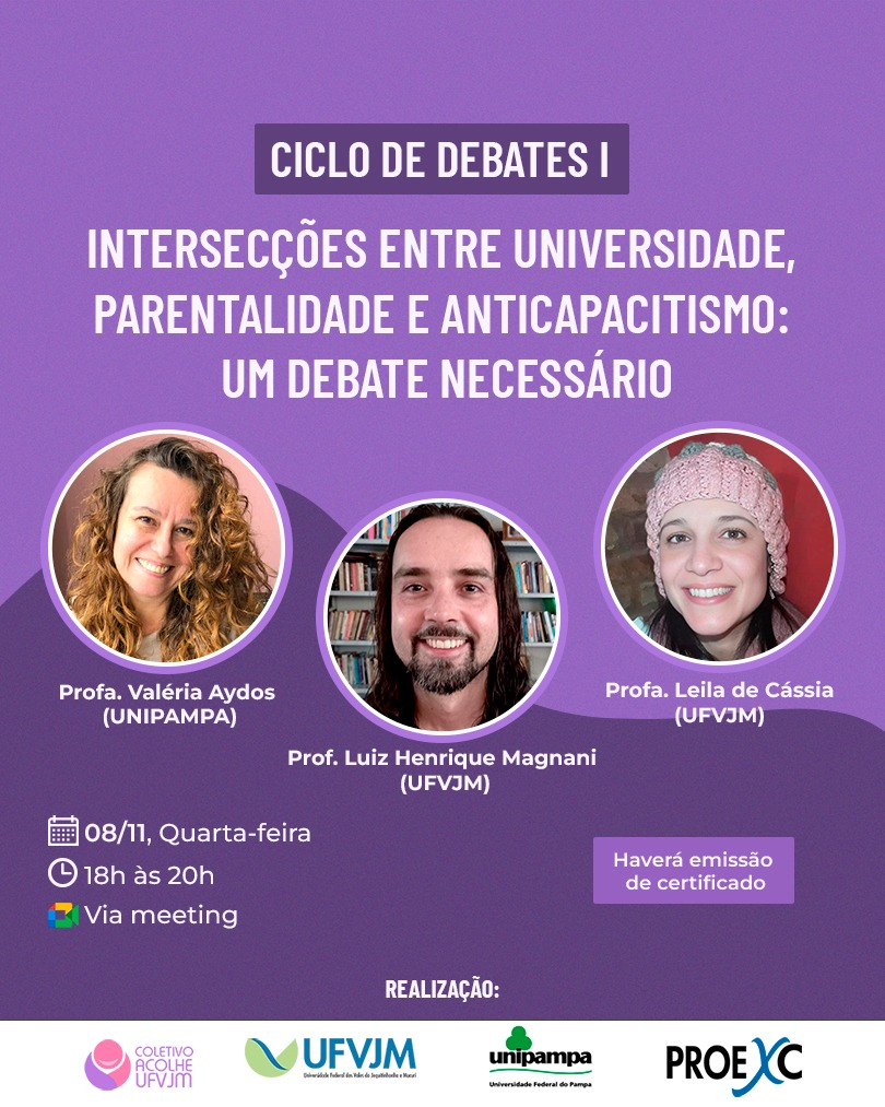 Peça gráfica do evento 1º Ciclo de Debates Coletivo Acolhe UFVJM - 1