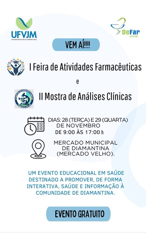 Peça gráfica do evento 1ª Feira de atividades Farmaceuticas - 1