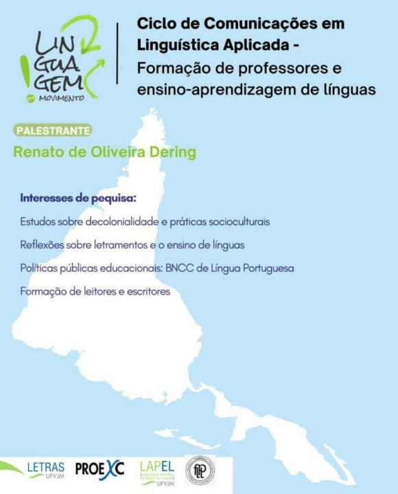 Peça gráfica do evento 1º Ciclo de Comunicações em Linguística Aplicada - 3