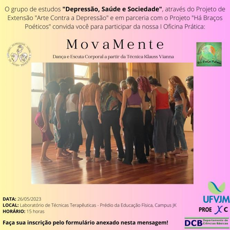 Peça gráfica do evento 1ª Oficina Prática “M o v a M e n t e”