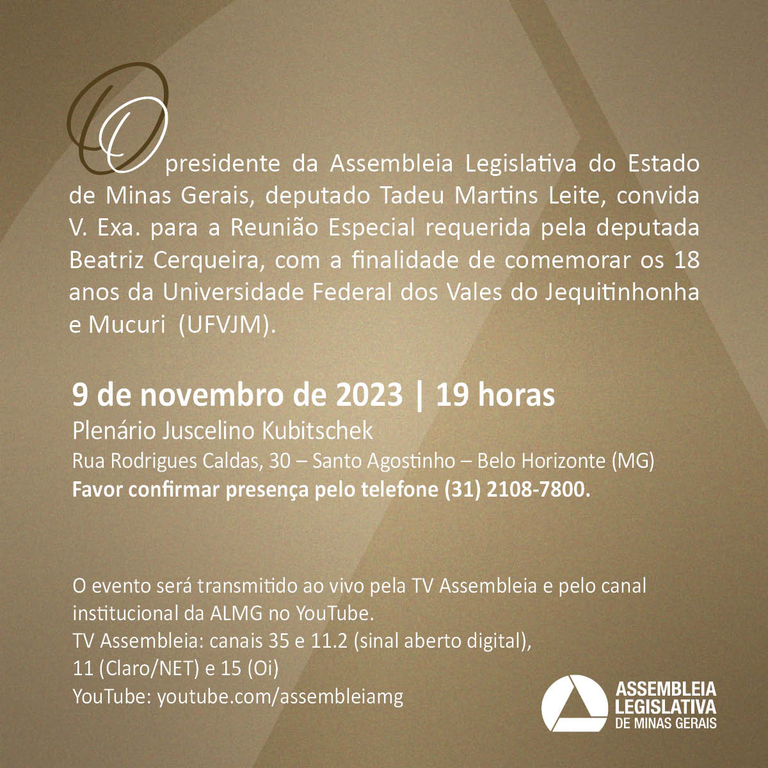 Peça gráfica do evento Cerimônia de comemoração pelos 18 anos da UFVJM