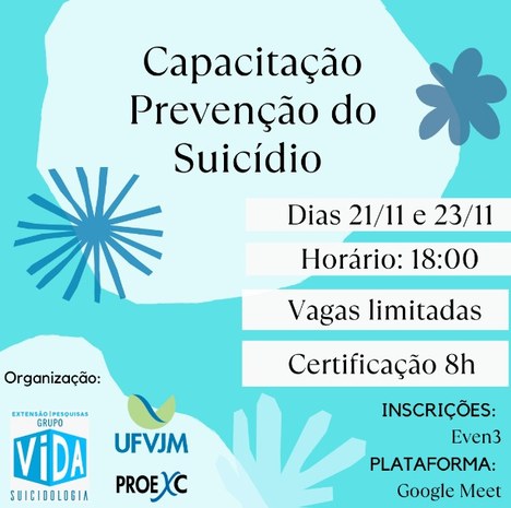 Peça gráfica do evento Curso de Prevenção do Suicídio