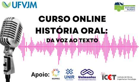 Peça gráfica do evento Curso on-line: História Oral da voz ao texto - 2 Peça gráfica do evento Curso on-line: História Oral da voz ao texto - 2