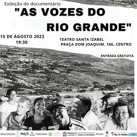 Peça gráfica do evento Exibição do documentário “As Vozes do Rio Grande”