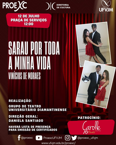 Peça gráfica do evento Sarau “Por toda a minha vida”