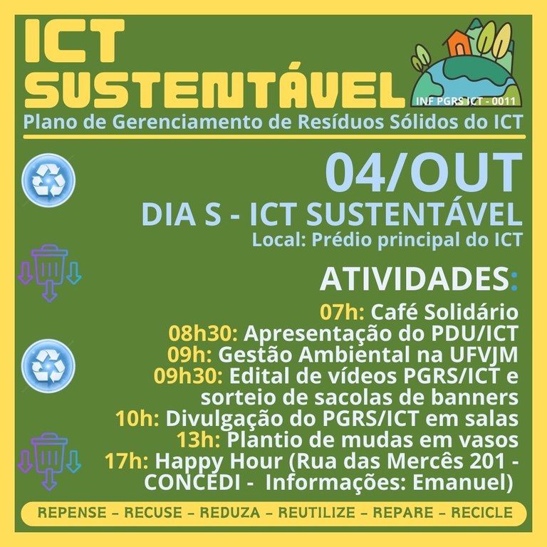 Peça gráfica do evento Dia S – ICT Sustentável