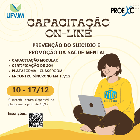 Peça de divulgação da Capacitação on-line sobre prevenção do suicídio e promoção da saúde mental 01