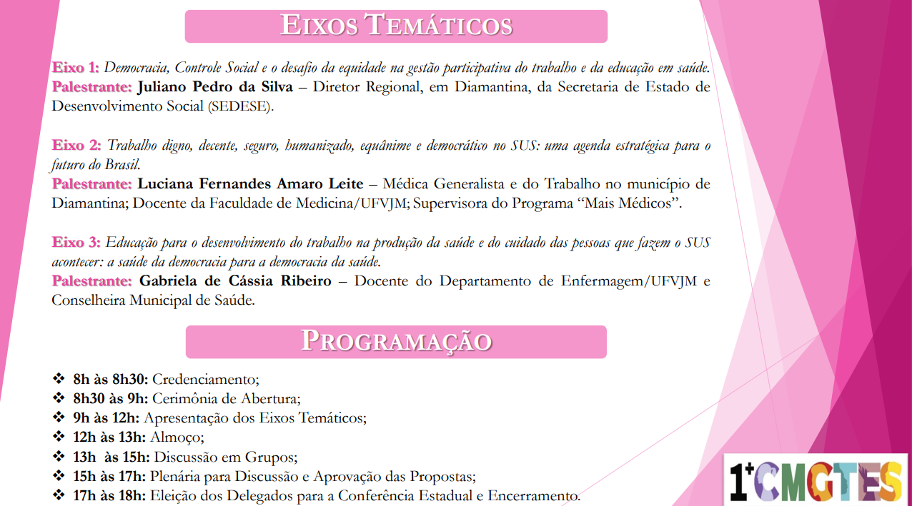 Peça gráfica do evento 1ª Conferência Municipal de Gestão do Trabalho e da Educação na Saúde - Imagem 2