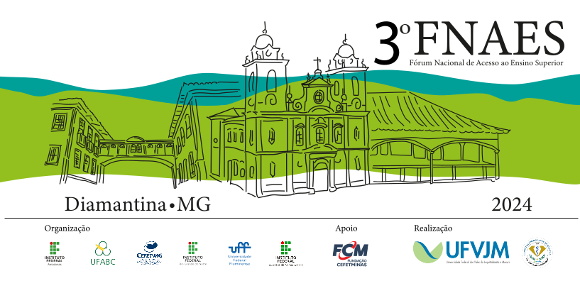 Peça gráfica do evento Fórum Nacional de Acesso ao Ensino Superior 2024 é realizado na UFVJM