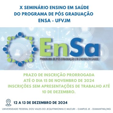 Peça gráfica do evento X Seminário Ensino em Saúde é realizado nos próximos dias 12 e 13 de dezembro