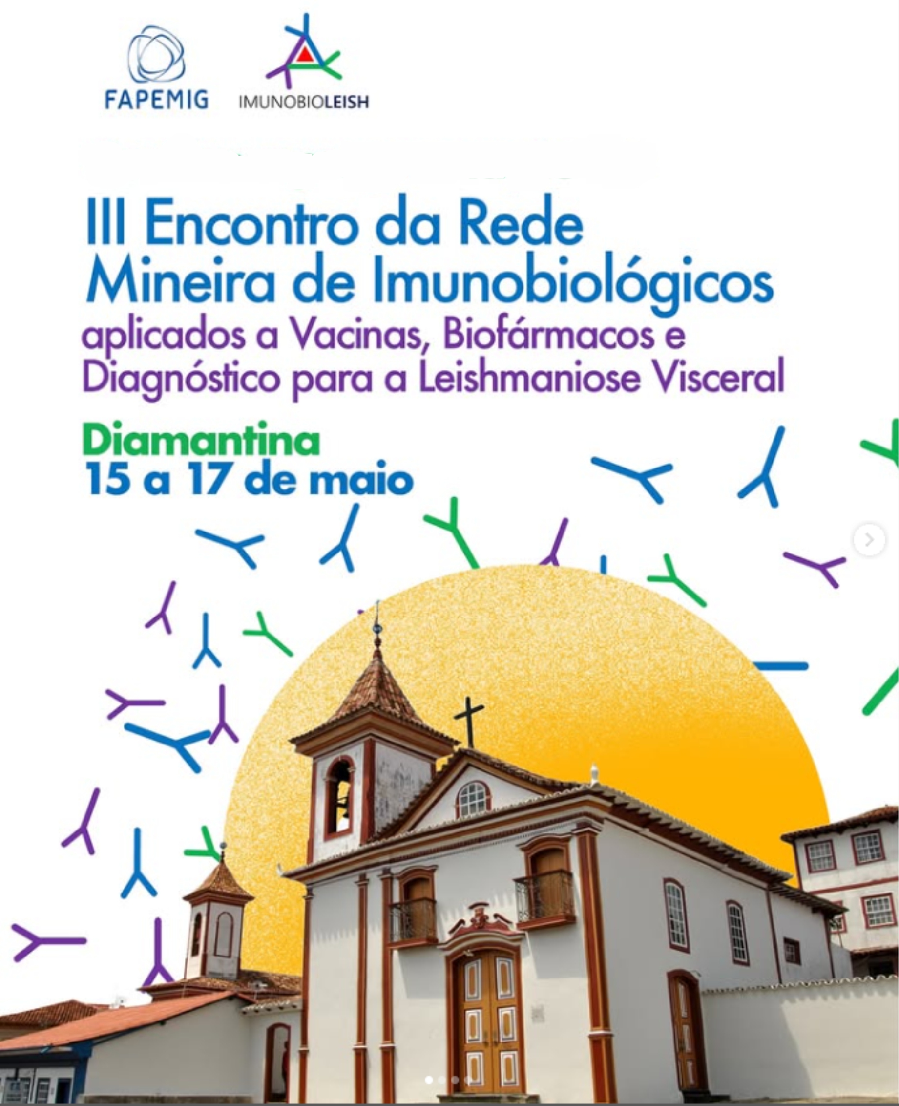 Peça gráfica do evento 3º Encontro da Rede Mineira de Imunobiológicos Aplicados a Vacinas, Biofármacos e Diagnóstico
