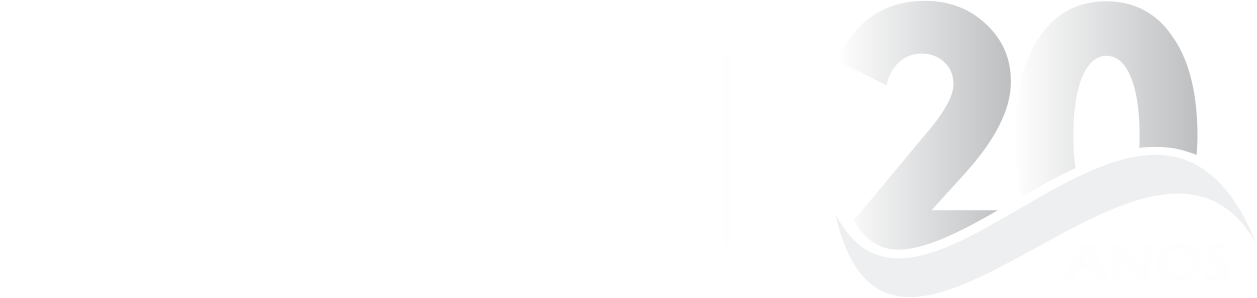 Logo UFVJM 20 anos horizontal - branca