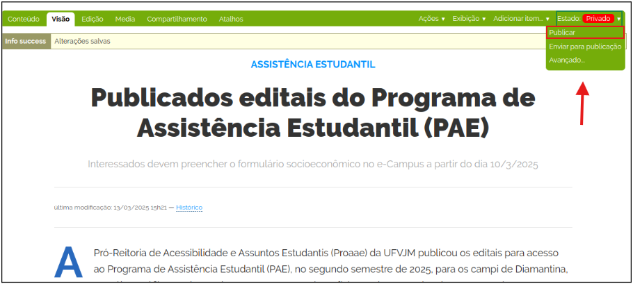 Mudança de estado Plone estado