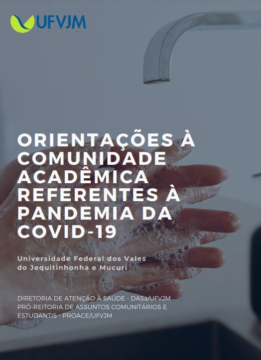 Capa da Cartilha com novas orientações gerais sobre atividades presenciais e afastamentos para tratamento de saúde em caso de infecção por Covid-19 na UFVJM