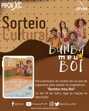 Diretoria de Cultura da UFVJM realiza sorteio de ingressos para espetáculo teatral em Diamantina