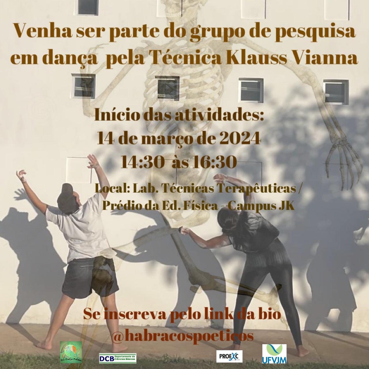 Inscrições abertas para novos integrantes do Grupo de Pesquisa e Criação em Dança a partir da Técnica Klauss Vianna