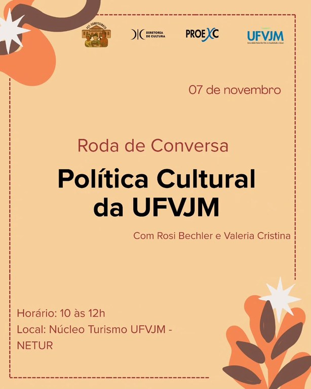 Peça gráfica evento Roda de Conversa sobre a Política Cultural