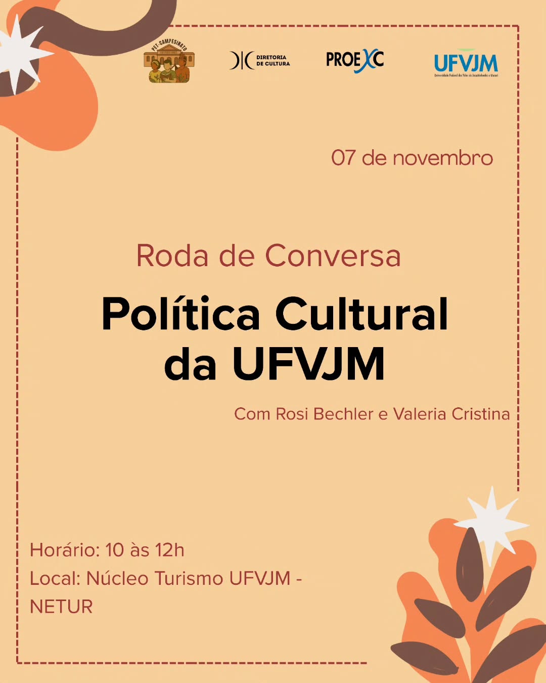 Peça gráfica evento Roda de Conversa sobre a Política Cultural