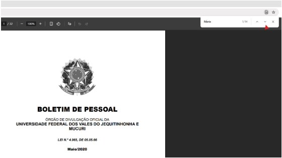 Busca do nome no Boletim de Pessoal